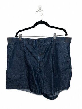Women's Dark Wash Denim Bermuda Shorts Stretch Pull-On Comfort Waist Casual Plus